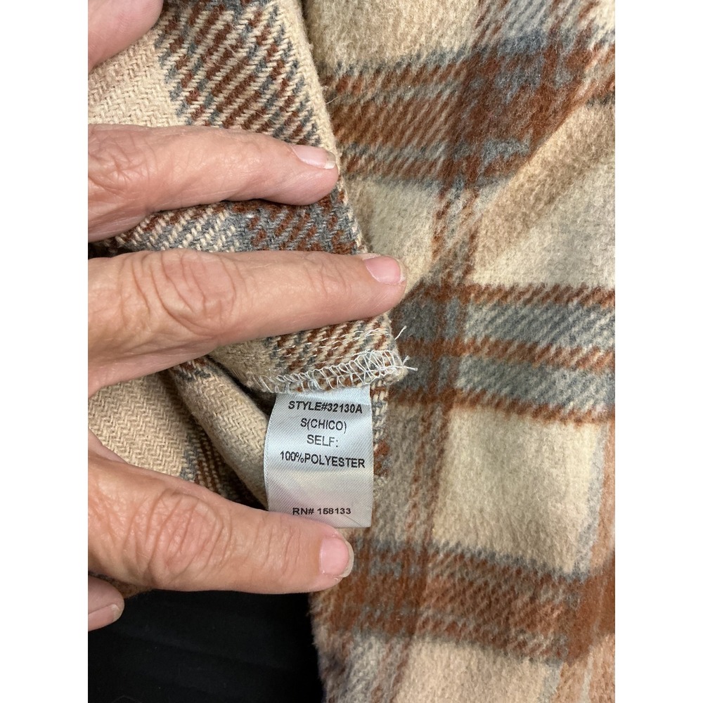 Staccato Womens Plaid Button Up Shacket Shirt Jacket Cream Rust Small - Picture 9 of 9